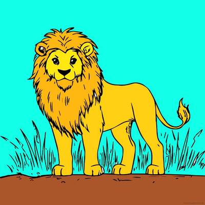 Väritetty versio: Majesteettinen leijona.