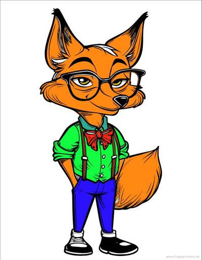Idea: Smart Fox Coloring Page – finished by a community member