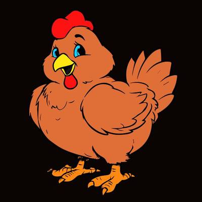 Färglagd version: Tecknad kyckling.