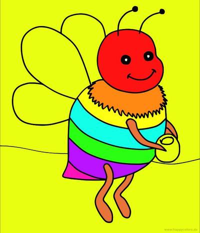 Farvelagt version: Sød bi med honningkrukke