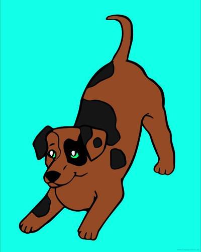 Versão colorida: Desenho de filhote de Jack Russell para colorir e imprimir