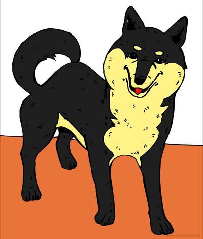 Versão colorida: Desenho de Shiba Inu