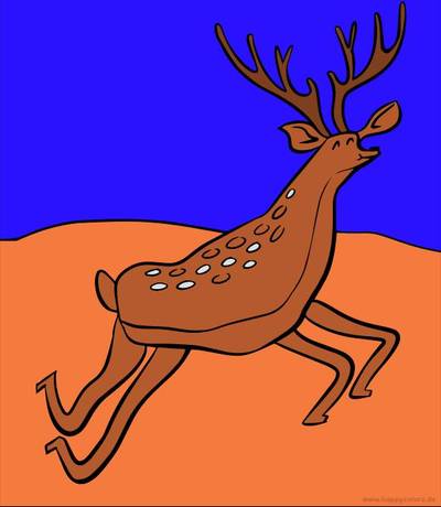 Versão colorida: Cervo saltando engraçado para imprimir
