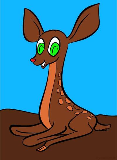 Versão colorida: Desenho de filhote de cervo para colorir e imprimir