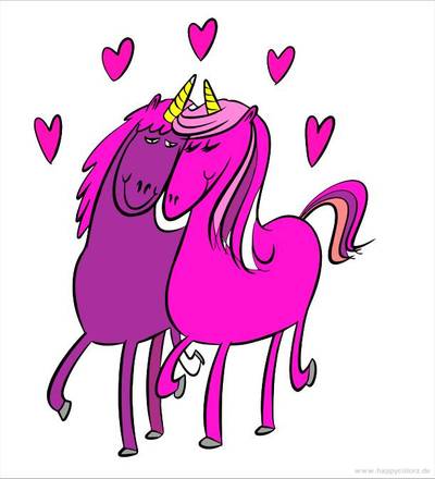 Version coloriée : Licornes amoureuses