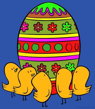 Ausgemalte Version: Küken mit Osterei