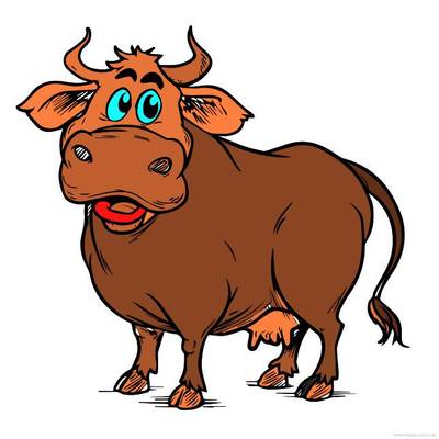 Colored version: Smiling cartoon taurus