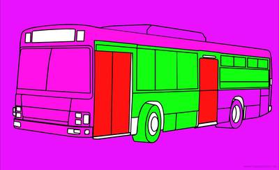 Väritetty versio: Linja-auto värityssivu – realistinen ja yksityiskohtainen tulostettava