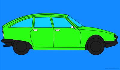 Väritetty versio: Hatchback värityssivu – moderni ja monipuolinen tulostettava