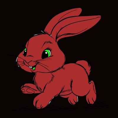 Ausgemalte Version: Laufender Hase