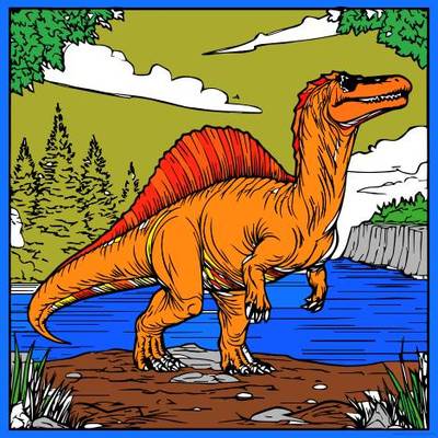 Väritetty versio: Spinosaurus joen varrella