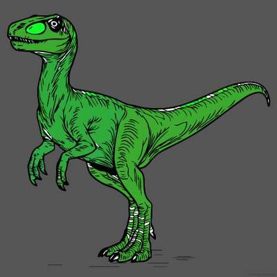 Väritetty versio: Realistinen Velociraptor