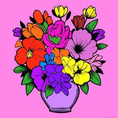 Version coloriée : Bouquet de fleurs coloré