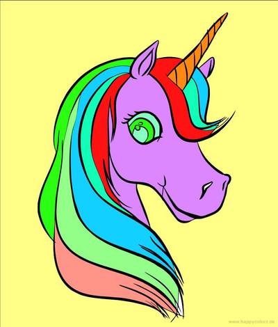 Versão colorida: Cabeça de unicórnio fofa para colorir