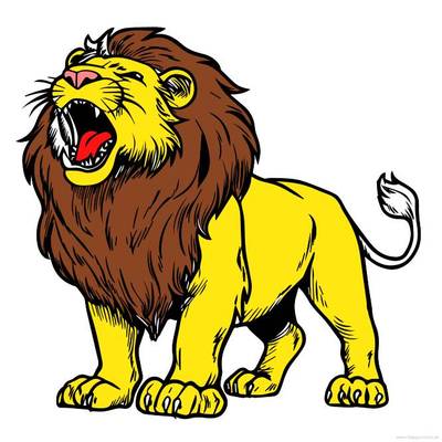 Färglagd version: Färgläggningssida brölande lejon