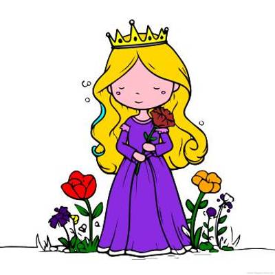 Version coloriée : Princesse avec une fleur