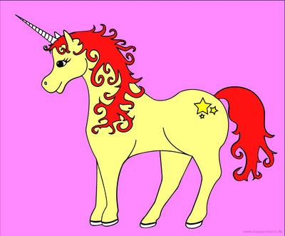 Ausgemalte Version: Niedliches Einhorn