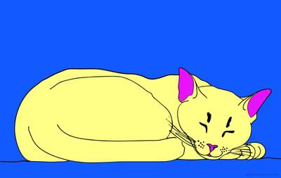 Fargelagt versjon: Sovende katt