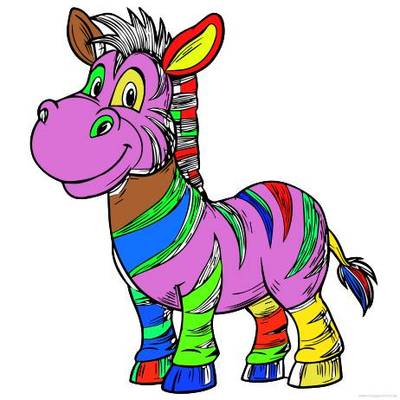 Fargelagt versjon: Morsom zebra fargeleggingsside