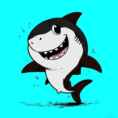 Ausgemalte Version: Lächelnder Cartoon-Hai