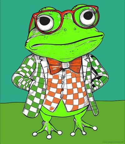 Versão colorida: Personagem de sapo elegante