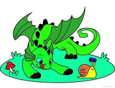 Ingekleurde versie: Draak met slak