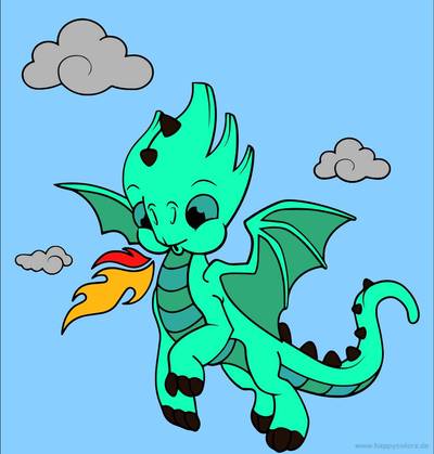 Ingekleurde versie: Schattige vliegende draak