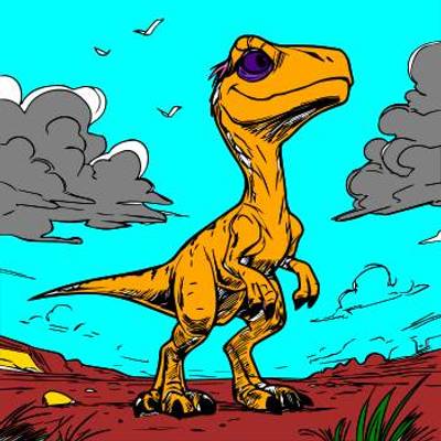Colored version: Raptor in a scenic setting