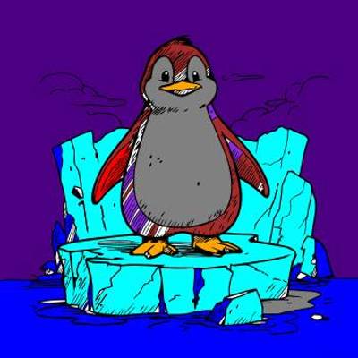 Fargelagt versjon: Pingvin på et isfjell