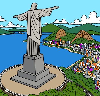 Ausgemalte Version: Christusstatue in Rio