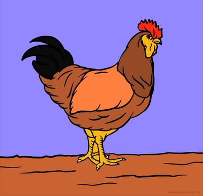 Ausgemalte Version: Hahn