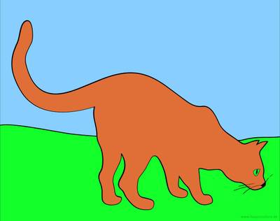 Farvelagt version: Sniffende kat