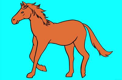 Ausgemalte Version: Pferd im Trab