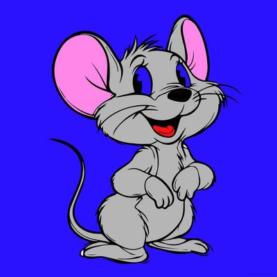 Ausgemalte Version: Fröhliche Cartoon-Maus