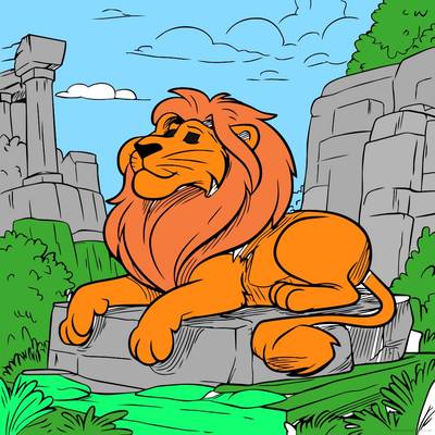 Colored version: Majestic Lion