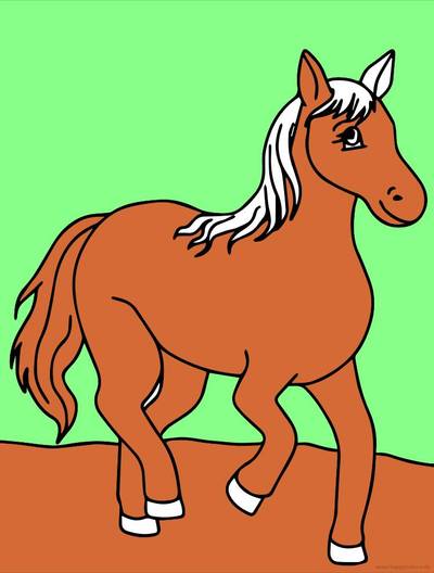 Ausgemalte Version: Lachendes Pferd