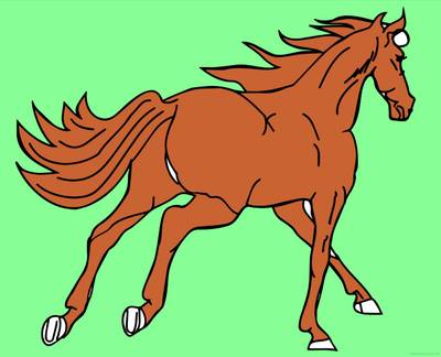 Ausgemalte Version: Pferd im Galopp