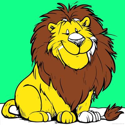 Colored version: Adorable lion
