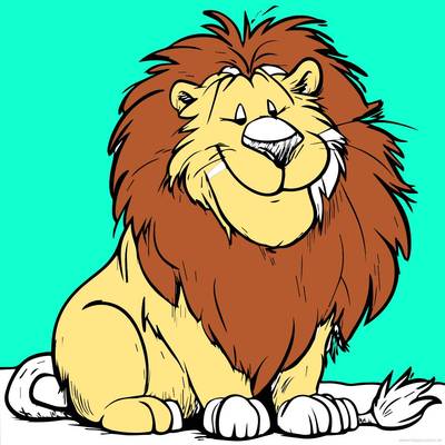 Colored version: Adorable lion