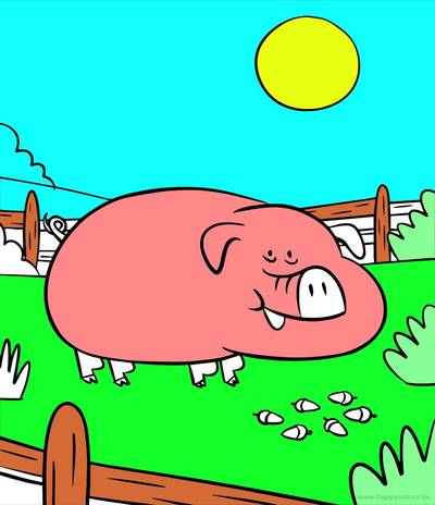 Ausgemalte Version: Großes Schwein