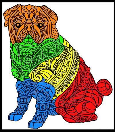 Ausgemalte Version: Mandala Mops