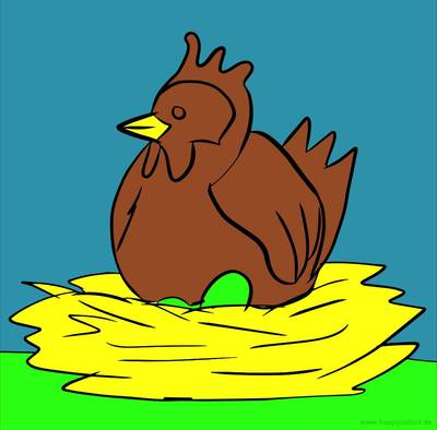 Ausgemalte Version: Brütende Henne