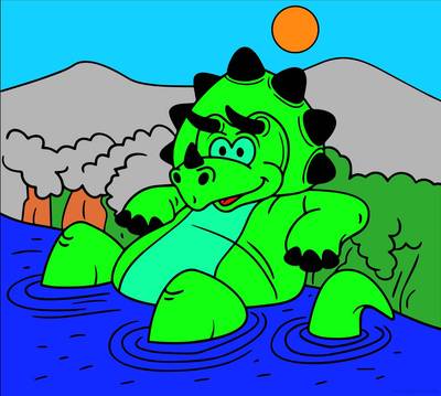 Ingekleurde versie: Triceratops ontspannend