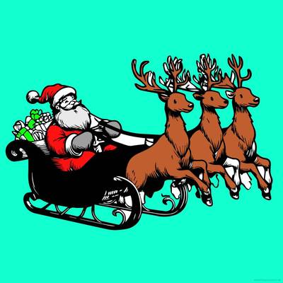 Versione colorata: Babbo Natale nella sua slitta