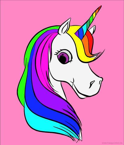 Wersja pokolorowana: Urocza głowa jednorożca malowanki