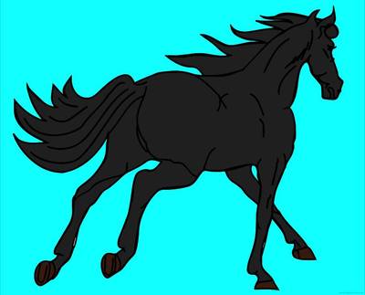 Ausgemalte Version: Pferd im Galopp