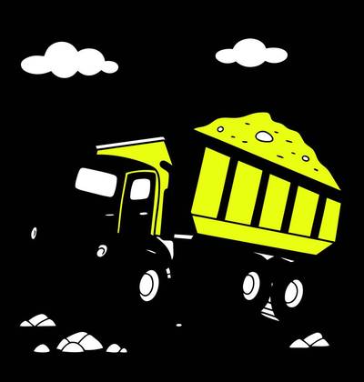 Ausgemalte Version: Muldenkipper mit angehobener Ladefläche