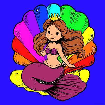 Versão colorida: Sereia em uma concha