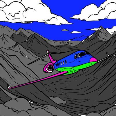 Wersja pokolorowana: Samolot w górach