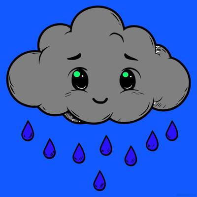 Väritetty versio: Iloinen pilvi sateella